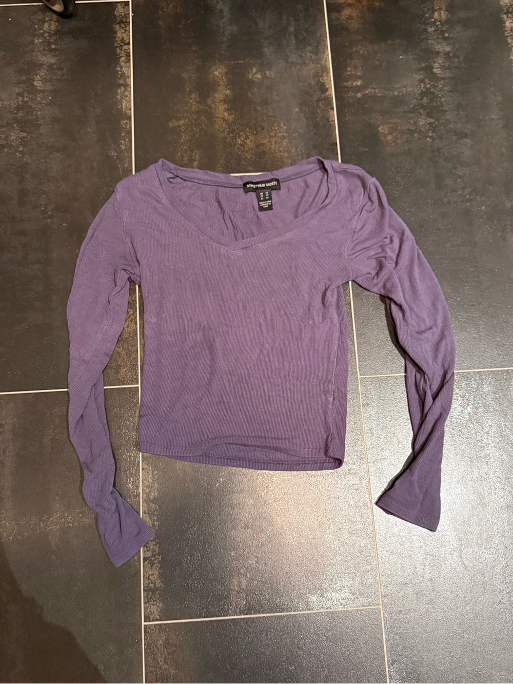 Streetwear Society Purple Long Sleeve V-Neck Top